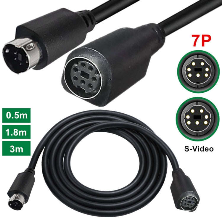 Mini DIN 7 Pin Core Audio / Video Cable, Length:1.8m(Male to Female Straight)