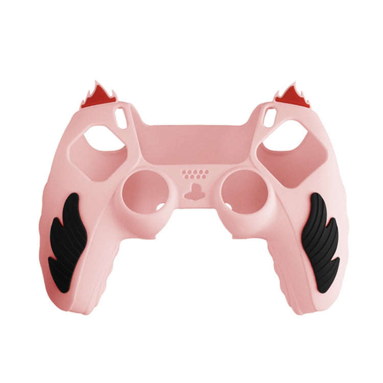 For Sony PS5 Flame Silicone Gamepad Protective Case(Pink)