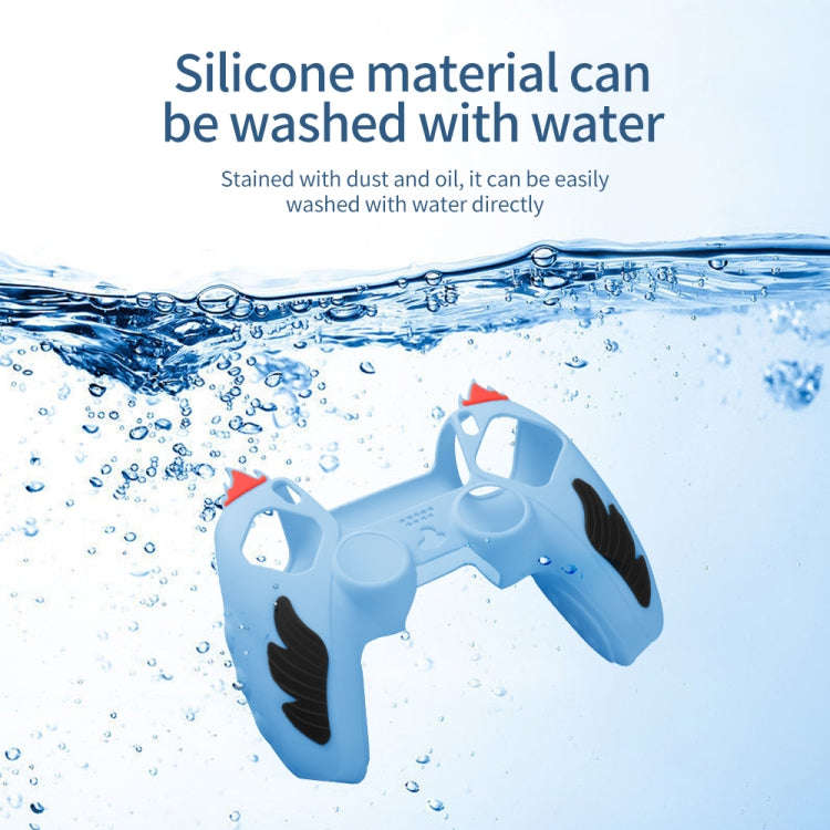 For Sony PS5 Flame Silicone Gamepad Protective Case(Blue)
