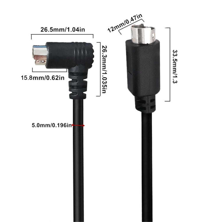 Mini DIN 6 Pin Core Extension Cable, Length:3m(Male Elbow to Male Straight)