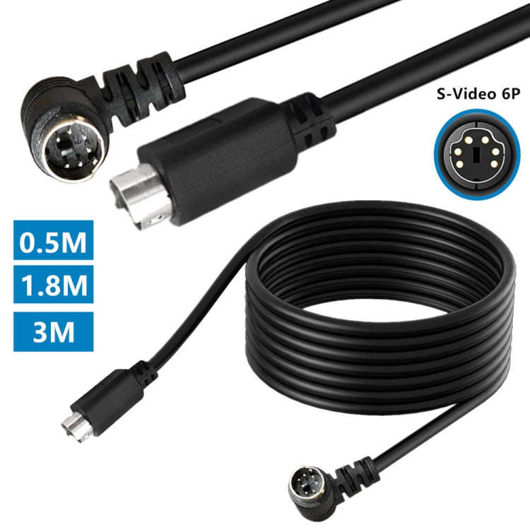 Mini DIN 6 Pin Core Extension Cable, Length:3m(Male Elbow to Male Straight)