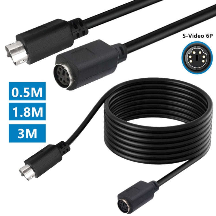 Mini DIN 6 Pin Core Extension Cable, Length:1.8m(Male to Female Straight)