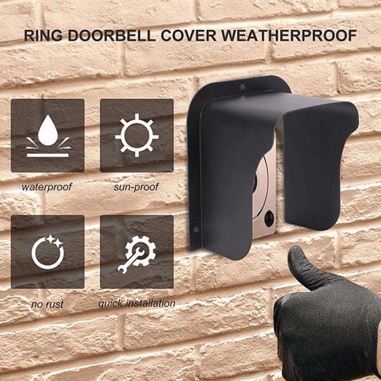 FS-2309 Outdoor Rainproof Cover for Video Doorbell Metal Wind and Sun Protection Box(Black)