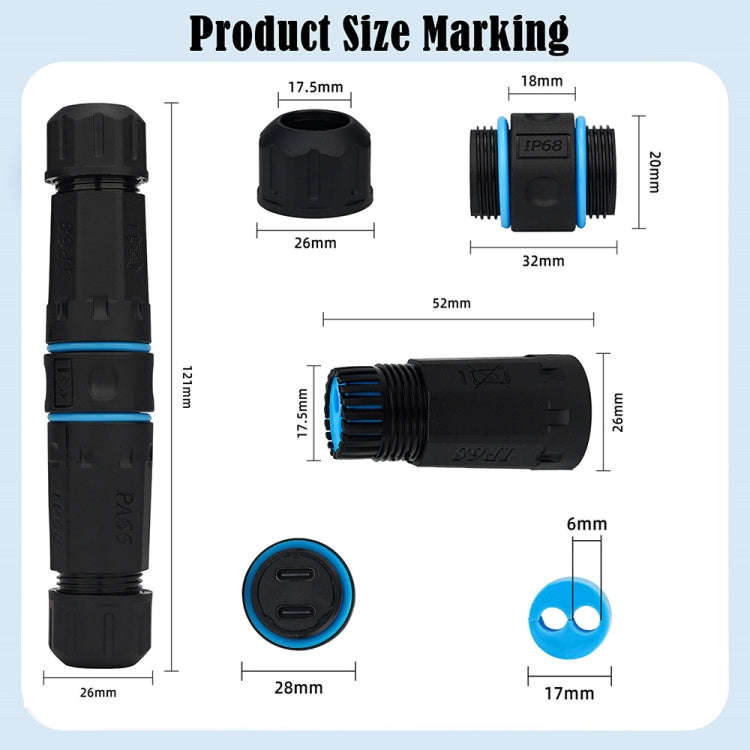 10Gpbs Dual Ports Type-C Straight Waterproof Connector M20 Outdoor Waterproof Coupler Adapter