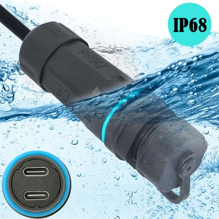 10Gpbs IP68 Waterproof Dual Ports Type-C Female to Female Straight Coupler Adapter With Protectiv...