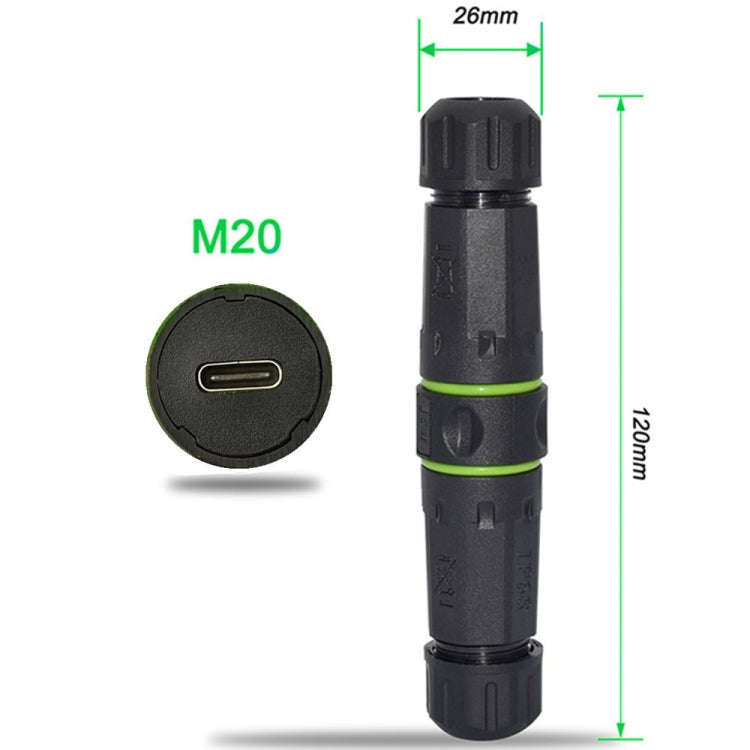 10Gpbs Outdoor IP68 Waterproof Single Port Type-C Female to Female Straight Coupler Adapter