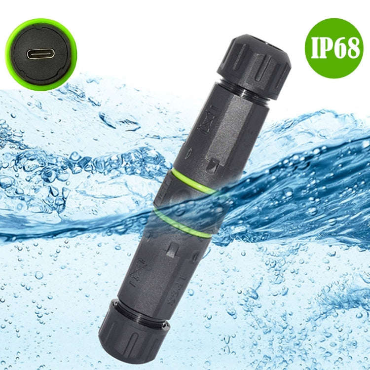 10Gpbs Outdoor IP68 Waterproof Single Port Type-C Female to Female Straight Coupler Adapter