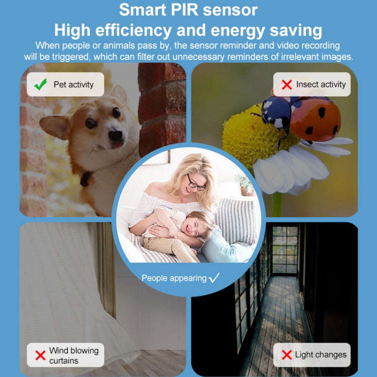 3MP Home Outdoor HD Wireless Surveillance Camera, WiFi Version+9000mAh Battery(EU Plug)