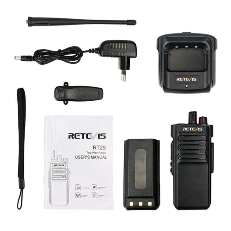 RETEVIS RT29 10W VHF136-174 MHz 16CHS Two Way Radio Handheld Walkie Talkie, EU Plug(Black)