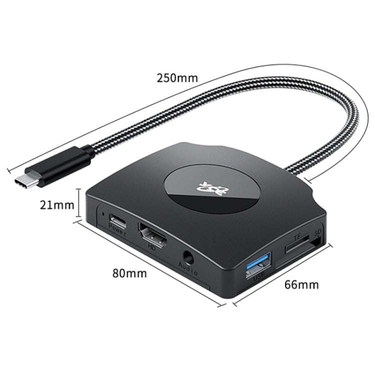 YCE-Z70A Type-C to PD 3.0, USB 3.0x2 + SD/TF, 3.5mm and HD1.4 Docking Station Video Capture Card(...