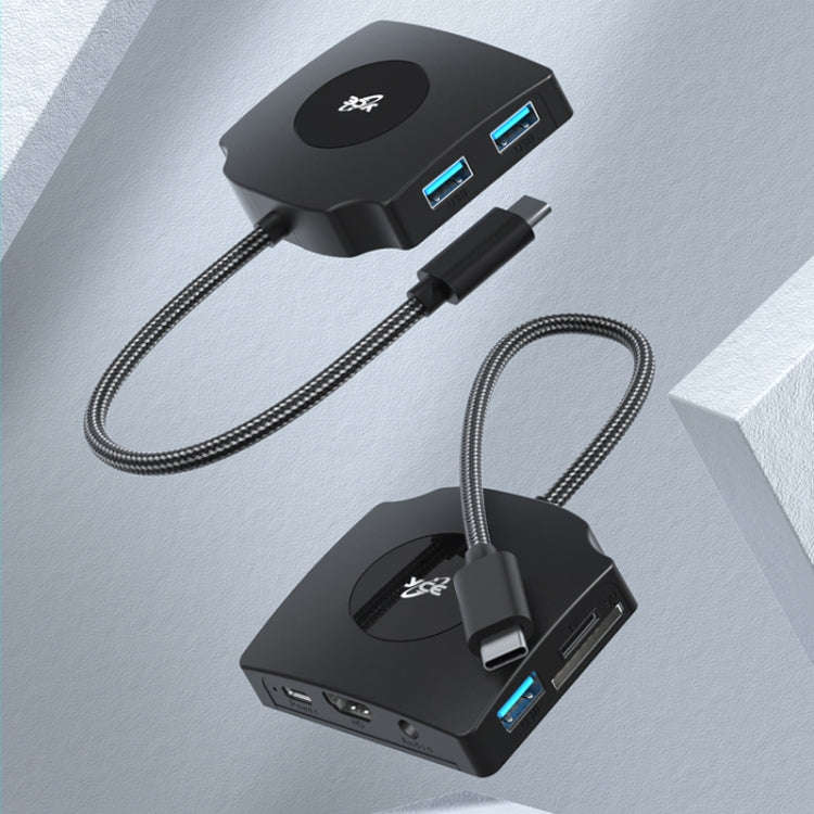 YCE-Z70A Type-C to PD 3.0, USB 3.0x2 + SD/TF, 3.5mm and HD1.4 Docking Station Video Capture Card(...
