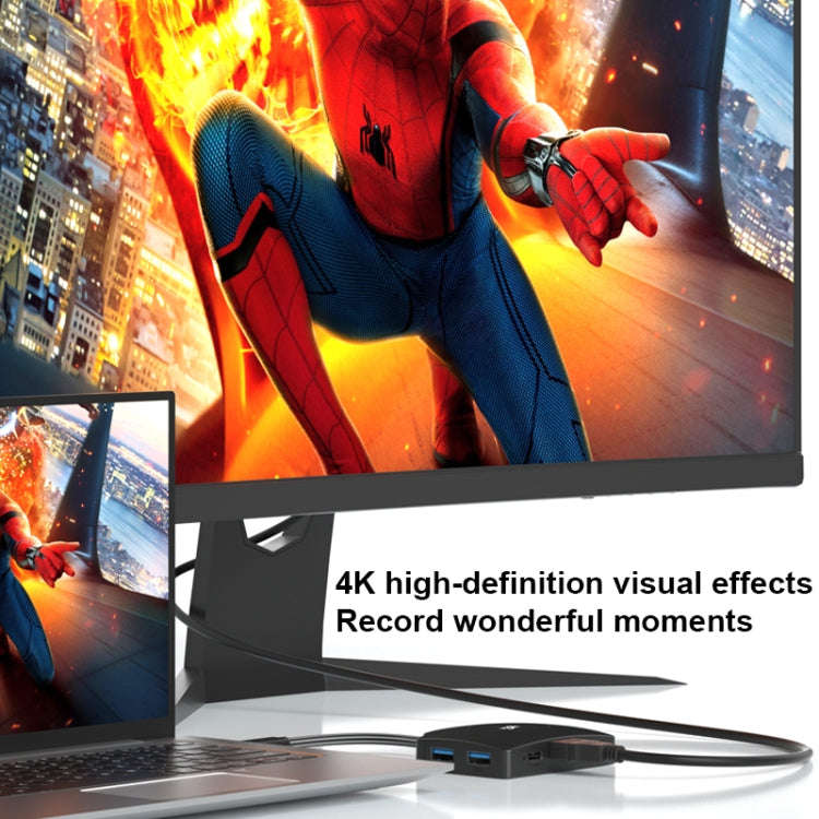 YCE-Z70A Type-C to PD 3.0, USB 3.0x2 + SD/TF, 3.5mm and HD1.4 Docking Station Video Capture Card(...