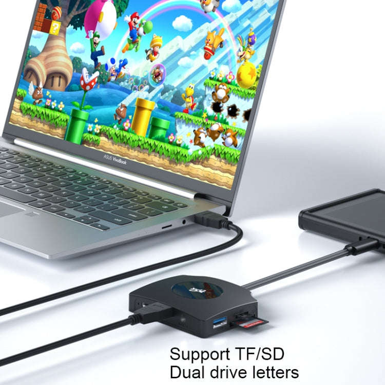 YCE-Z70A Type-C to PD 3.0, USB 3.0x2 + SD/TF, 3.5mm and HD1.4 Docking Station Video Capture Card(...