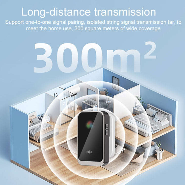 A20 Pro Plug in Free Waterproof Rechargeable Long-distance Wireless Doorbell, Plug:EU Plug(Black)