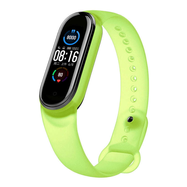 For Xiaomi Mi Band 5 TPU Translucent Silicone Watch Band(Lime)