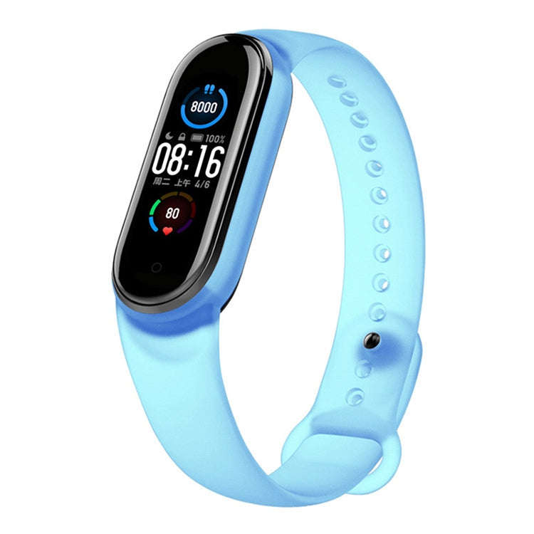 For Xiaomi Mi Band 5 TPU Translucent Silicone Watch Band(Blue)