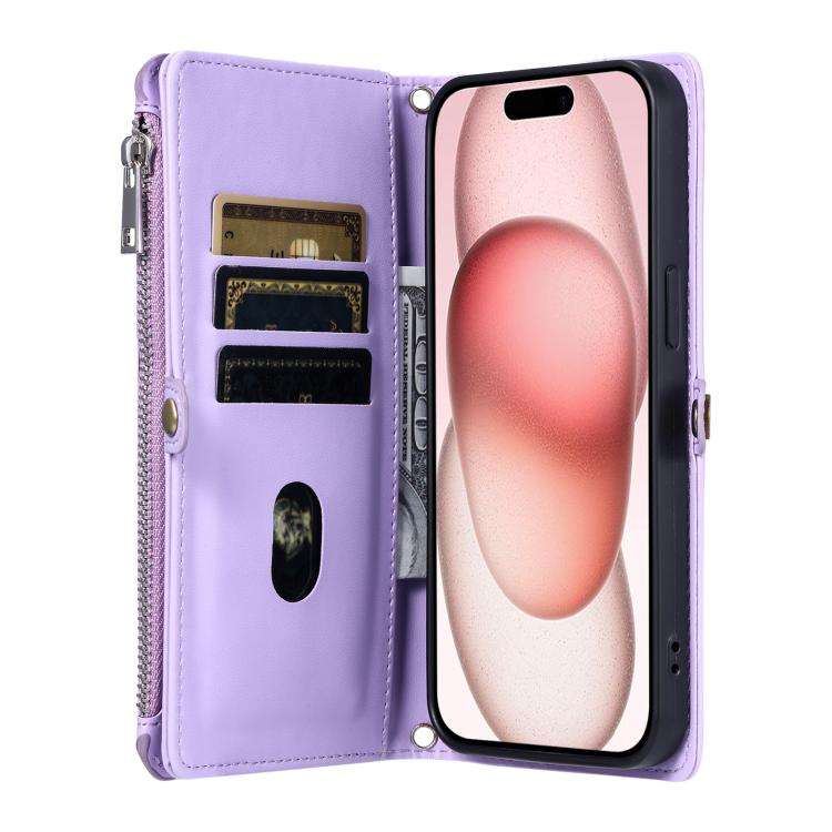 For Motorola Edge 60 Pro Leather Stitching Multi-card Slot Zipper Phone Case(Purple)