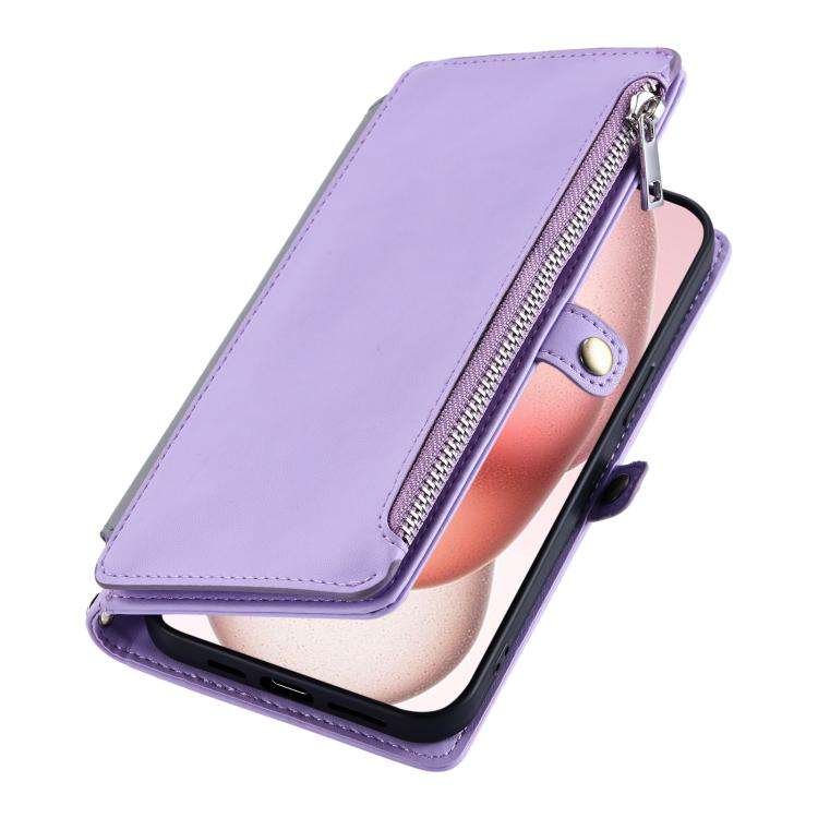 For Motorola Edge 60 Pro Leather Stitching Multi-card Slot Zipper Phone Case(Purple)