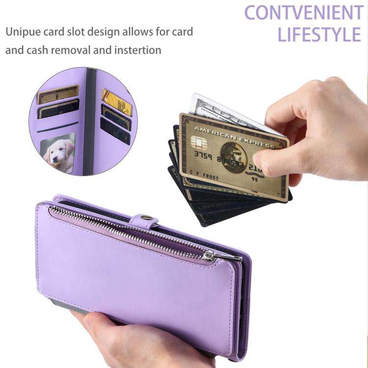 For Motorola Edge 60 Pro Leather Stitching Multi-card Slot Zipper Phone Case(Purple)