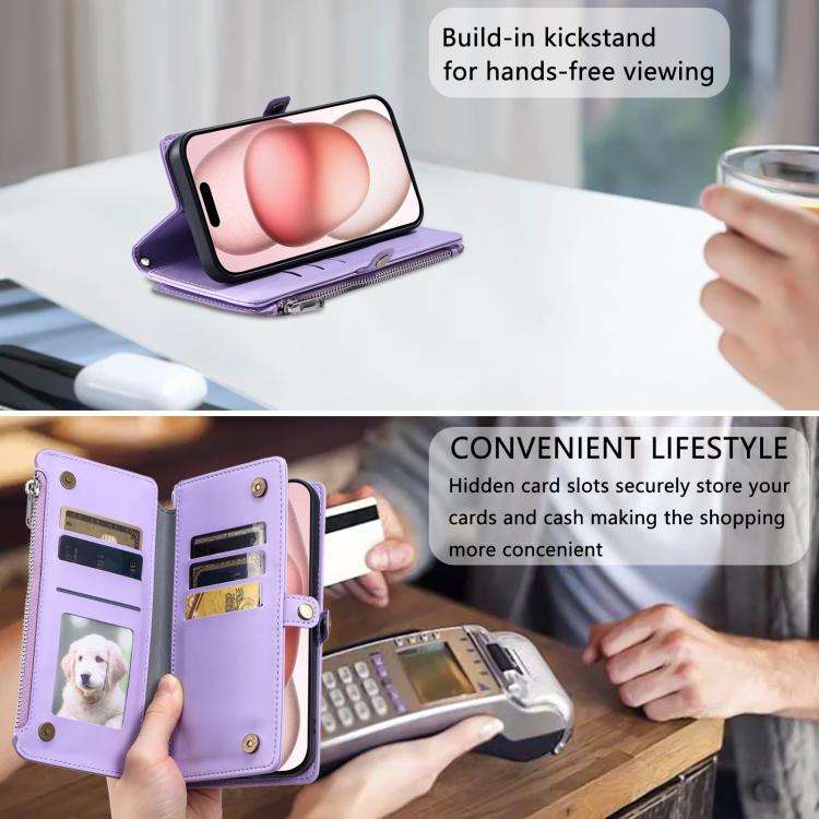 For Motorola Edge 60 Pro Leather Stitching Multi-card Slot Zipper Phone Case(Purple)