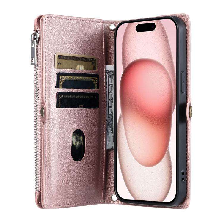 For Motorola Edge 60 Pro Leather Stitching Multi-card Slot Zipper Phone Case(Rose Gold)