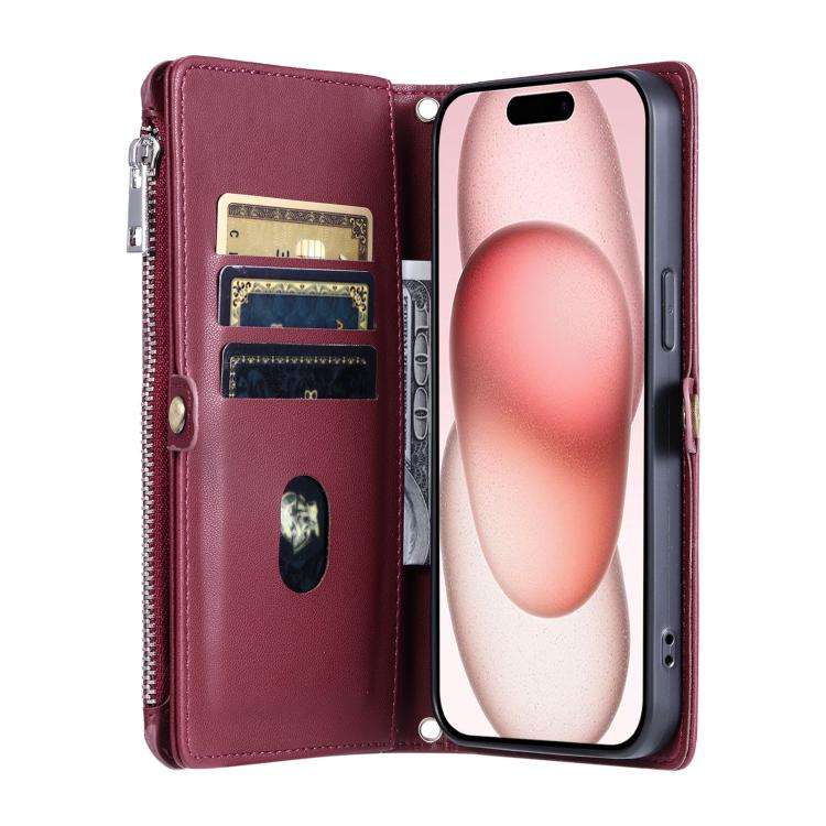 For Motorola Edge 60 Pro Leather Stitching Multi-card Slot Zipper Phone Case(Wine Red)