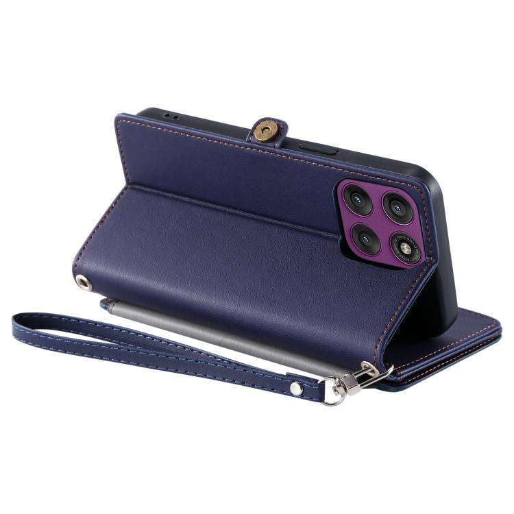 For Motorola Edge 60 Pro Leather Stitching Multi-card Slot Zipper Phone Case(Blue)
