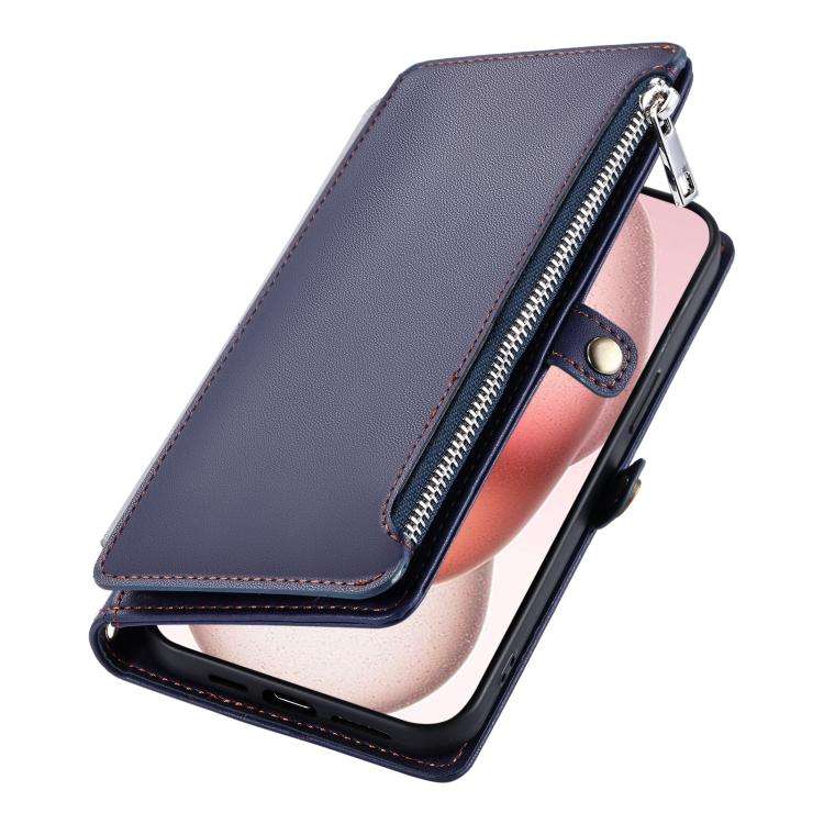 For Motorola Edge 60 Pro Leather Stitching Multi-card Slot Zipper Phone Case(Blue)