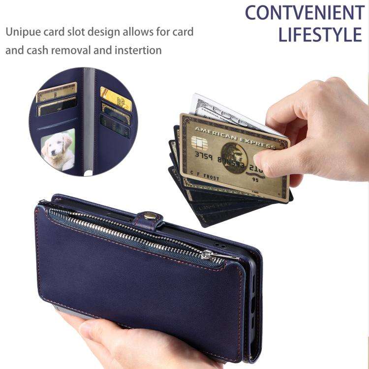 For Motorola Edge 60 Pro Leather Stitching Multi-card Slot Zipper Phone Case(Blue)