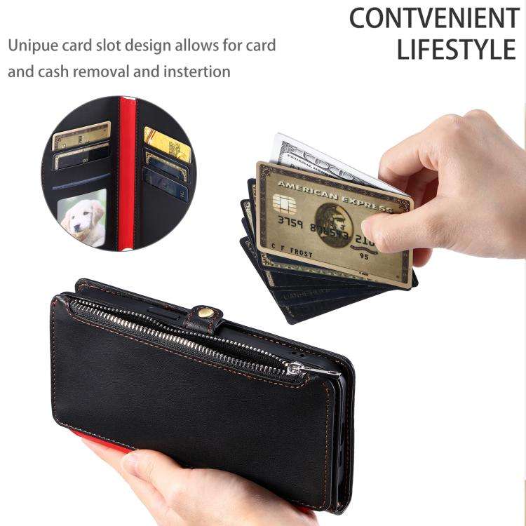 For Motorola Edge 60 Pro Leather Stitching Multi-card Slot Zipper Phone Case(Black)