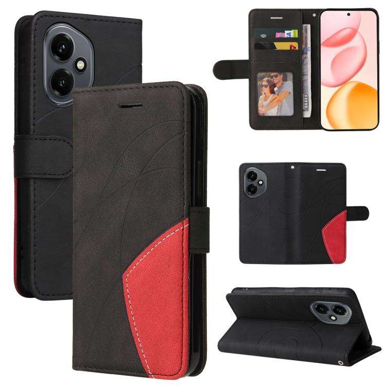 For Honor 400 Global 156.5mm Dual-color Splicing Flip Leather Phone Case(Black)