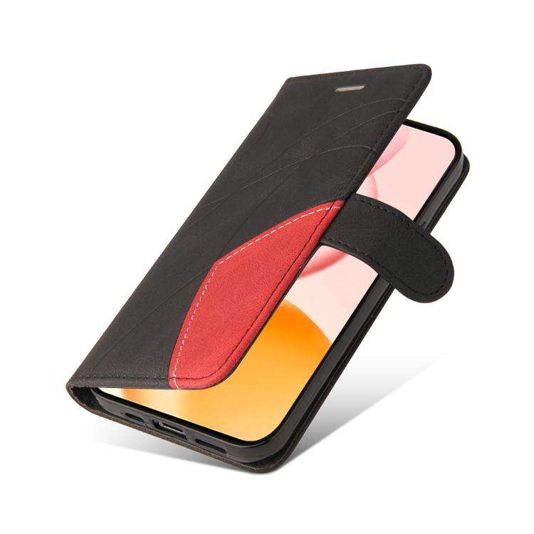 For Honor 400 Global 156.5mm Dual-color Splicing Flip Leather Phone Case(Black)