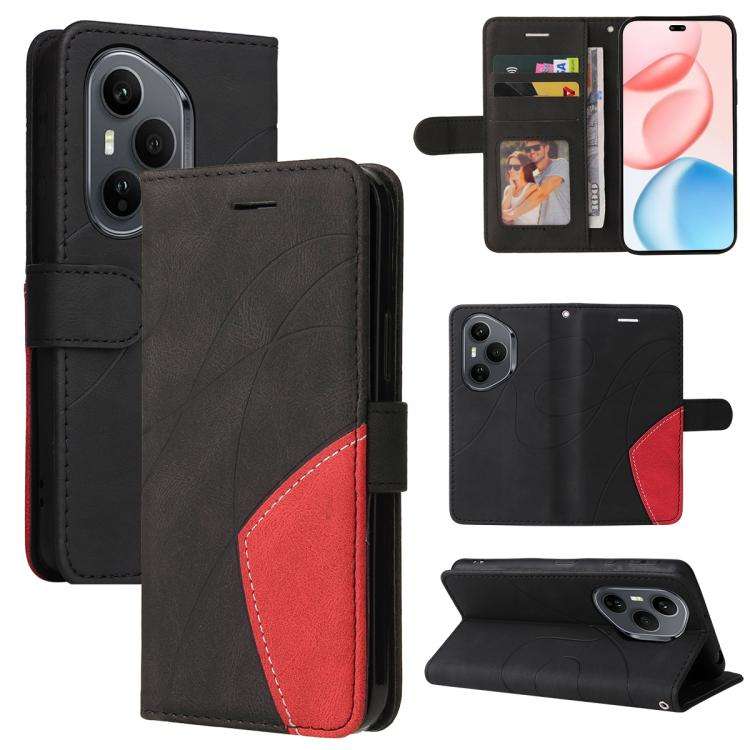 For Honor 400 Pro Global 160.8mm Dual-color Splicing Flip Leather Phone Case(Black)