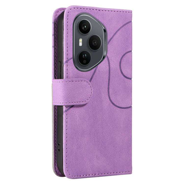 For Honor 400 Pro Global 160.8mm Dual-color Splicing Flip Leather Phone Case(Purple)