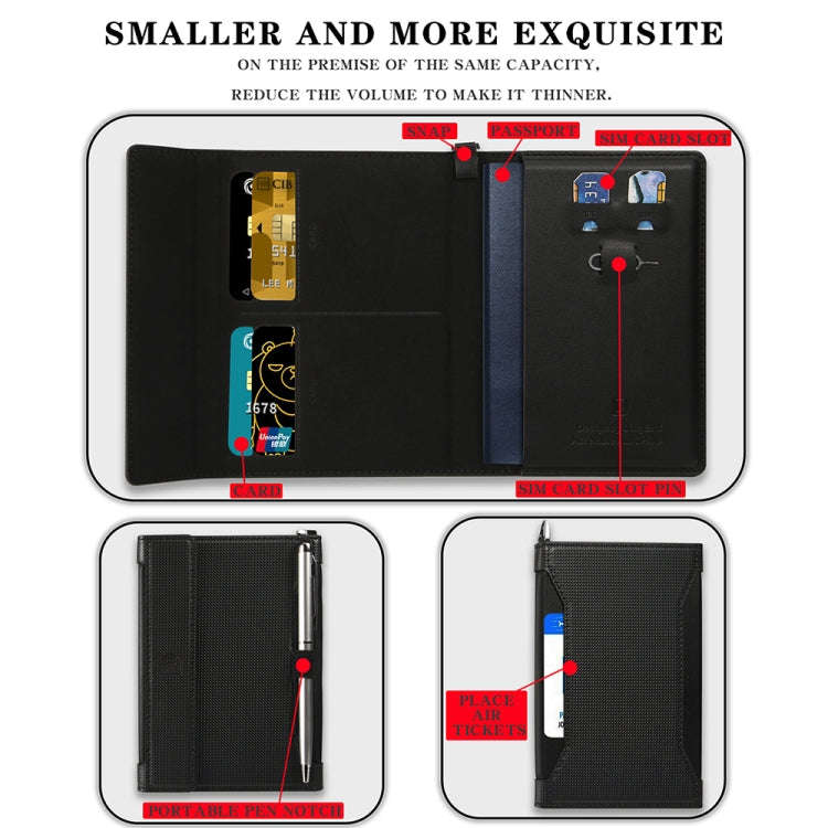 Multifunctional Travel Document Bag RFID Anti-Theft Passport Book(Black)