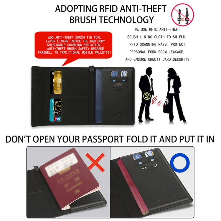 Multifunctional Travel Document Bag RFID Anti-Theft Passport Book(Grey)