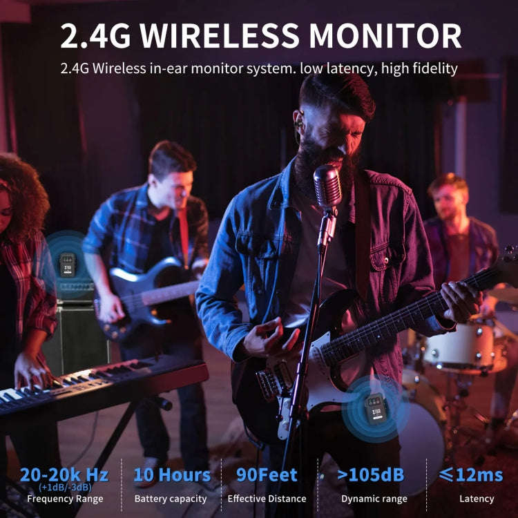 XTUGA J02 2.4G Stereo Wireless In-Ear Mini Monitor System with Transmitter & Receiver(Black)