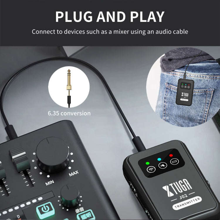 XTUGA J02 2.4G Stereo Wireless In-Ear Mini Monitor System with Transmitter & Receiver(Black)