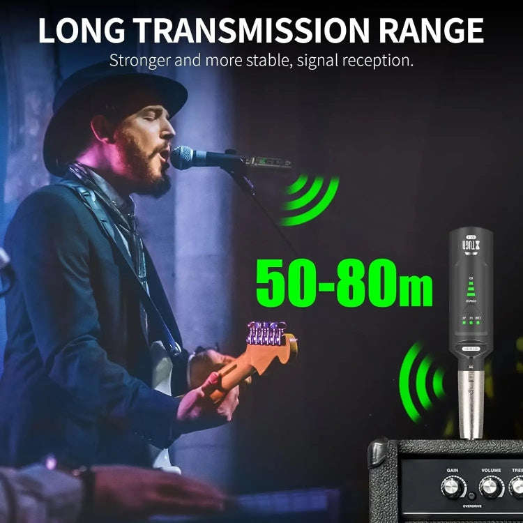 XTUGA SF-1 Wireless XLR Transmitter & Receiver UHF Wireless Adapter for Wired Mic / Guitar(Black)