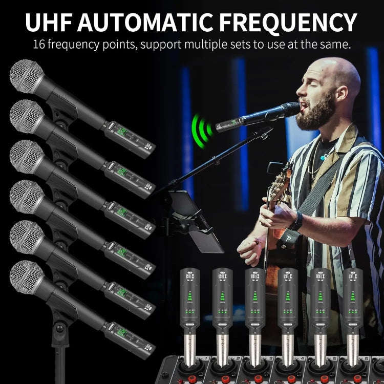 XTUGA SF-1 Wireless XLR Transmitter & Receiver UHF Wireless Adapter for Wired Mic / Guitar(Black)