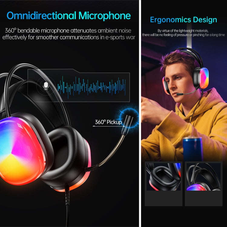 awei GM-11 Luminous Wired Headphones, Cable Length: 2m(Black)