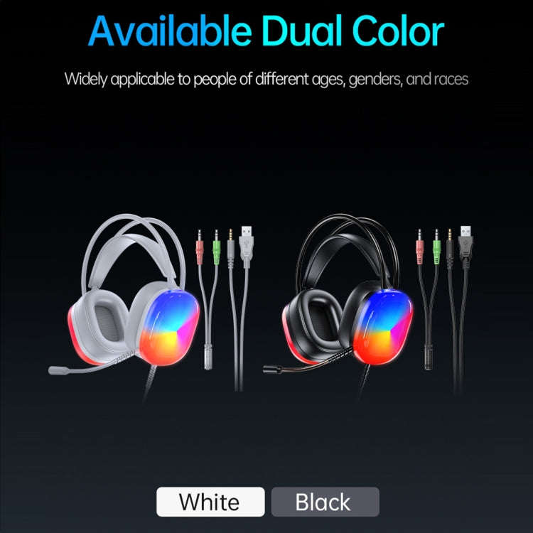 awei GM-11 Luminous Wired Headphones, Cable Length: 2m(White)