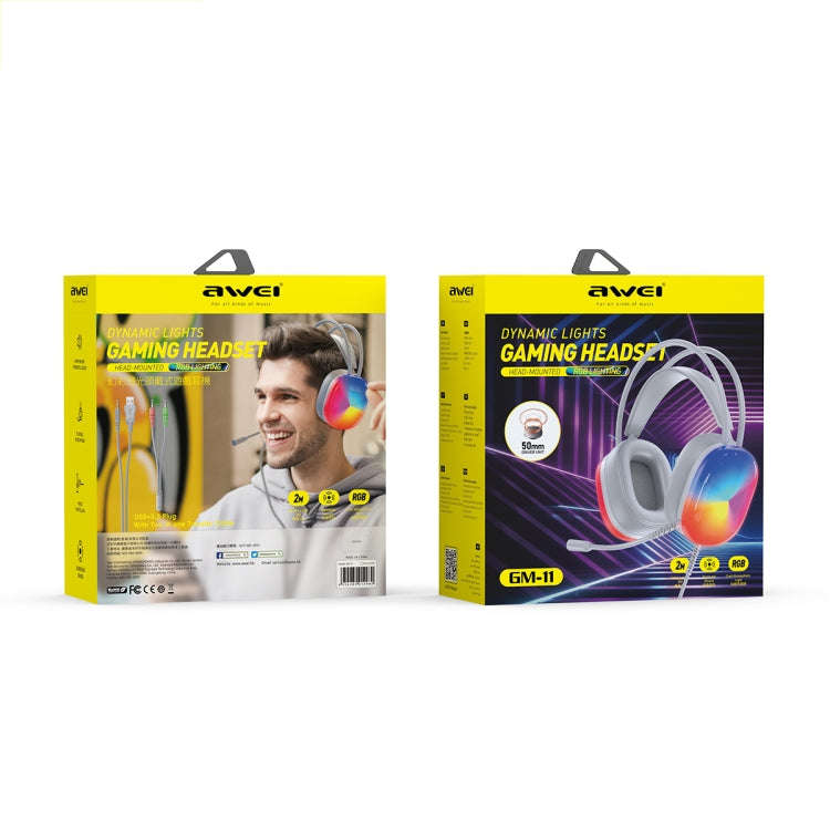 awei GM-11 Luminous Wired Headphones, Cable Length: 2m(White)