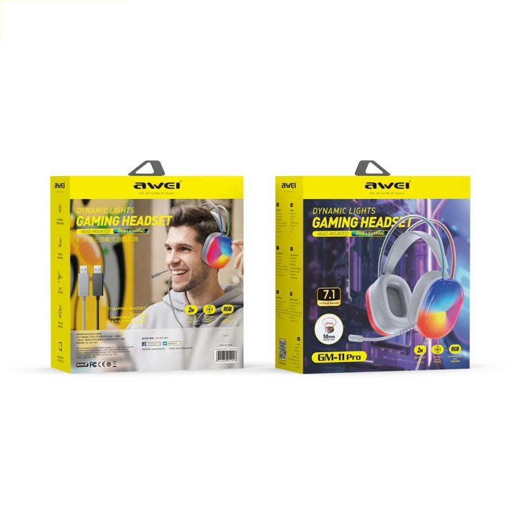awei GM-11 Pro Luminous Wired Headphones, Cable Length: 2m(White)