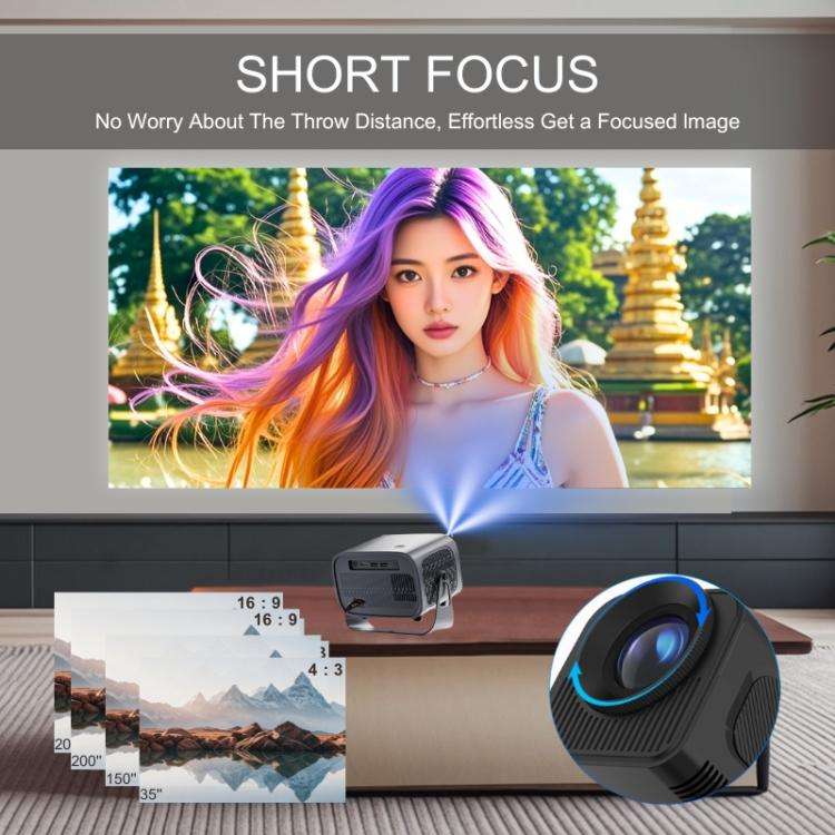 A10 Plus 1280 x 720P 200ANSI Amlogic H713 CPU Android 11.0 Smart Projector, US Plug(Metal Grey)