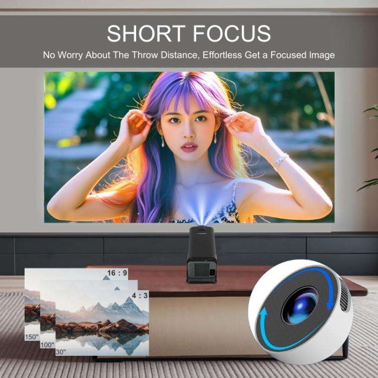 M10 1280 x 720P 200ANSI Amlogic H713 CPU Android 11.0 Smart Projector, US Plug(White)