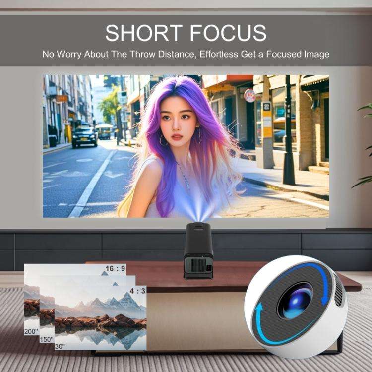 M10 Plus 1280 x 720P 200ANSI Amlogic H713 CPU Android 11 Smart Projector with Bracket, EU Plug(Me...