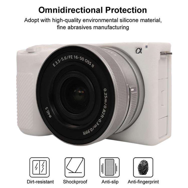 For Sony ZV-E10 II / ZV-E10M2 Litchi Texture Soft Silicone Protective Case(White)