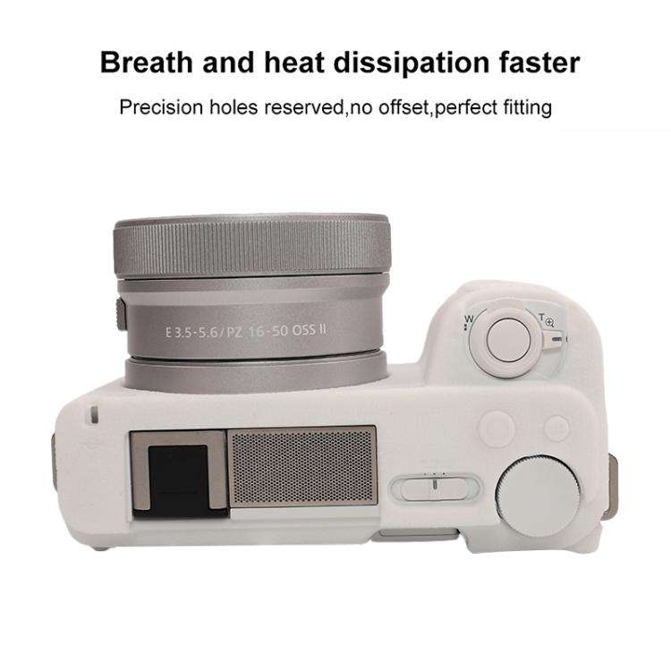 For Sony ZV-E10 II / ZV-E10M2 Litchi Texture Soft Silicone Protective Case(White)
