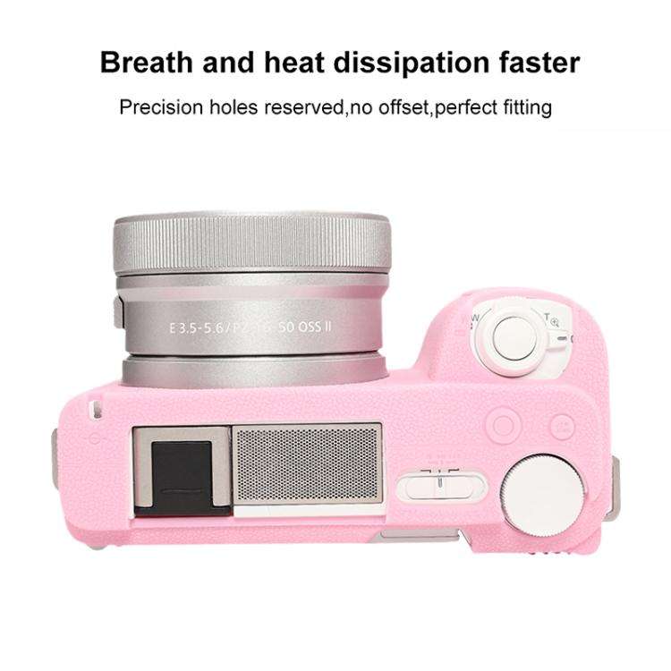 For Sony ZV-E10 II / ZV-E10M2 Litchi Texture Soft Silicone Protective Case(Pink)